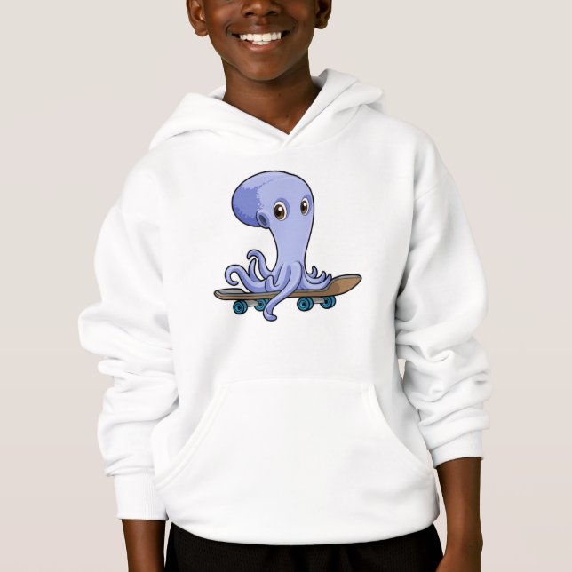 Camiseta Octopus como skater com skate (Frente)