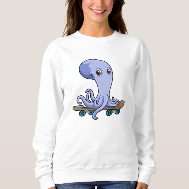 Camiseta Octopus como skater com skate (Frente)