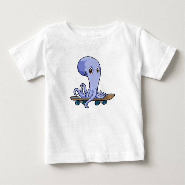 Camiseta Octopus como skater com skate (Frente)
