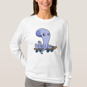 Camiseta Octopus como skater com skate