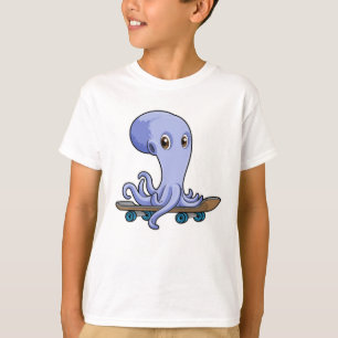 Camiseta Octopus como skater com skate