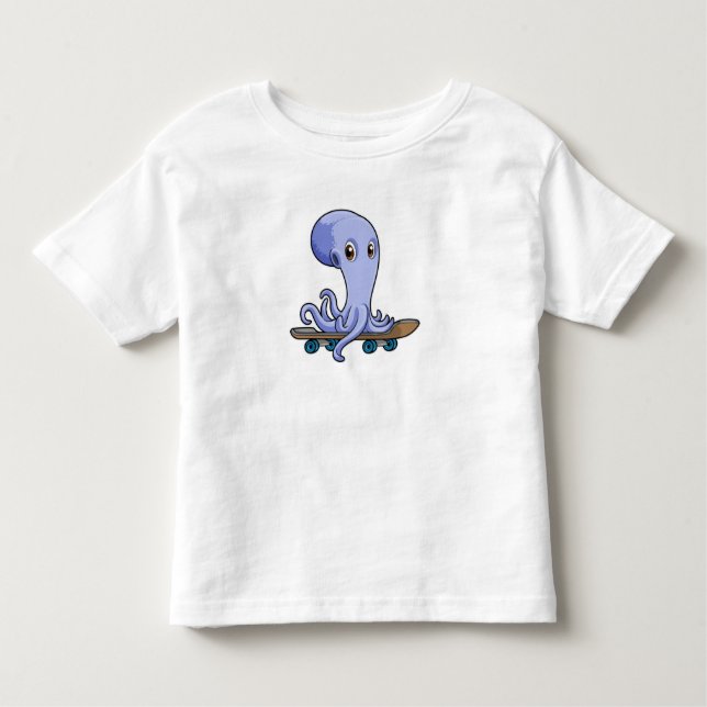 Camiseta Octopus como skater com skate (Frente)