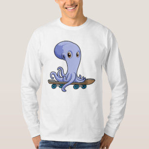 Camiseta Octopus como skater com skate