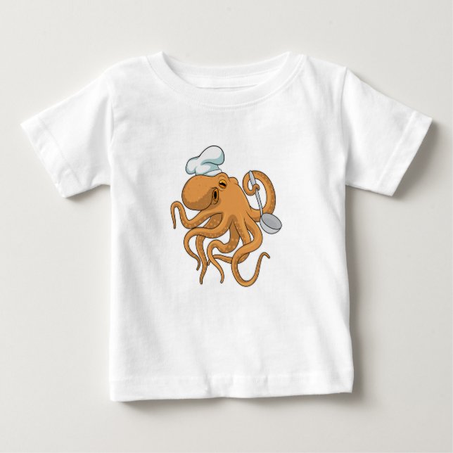 Camiseta Octopus Cook Chef Chapéu (Frente)