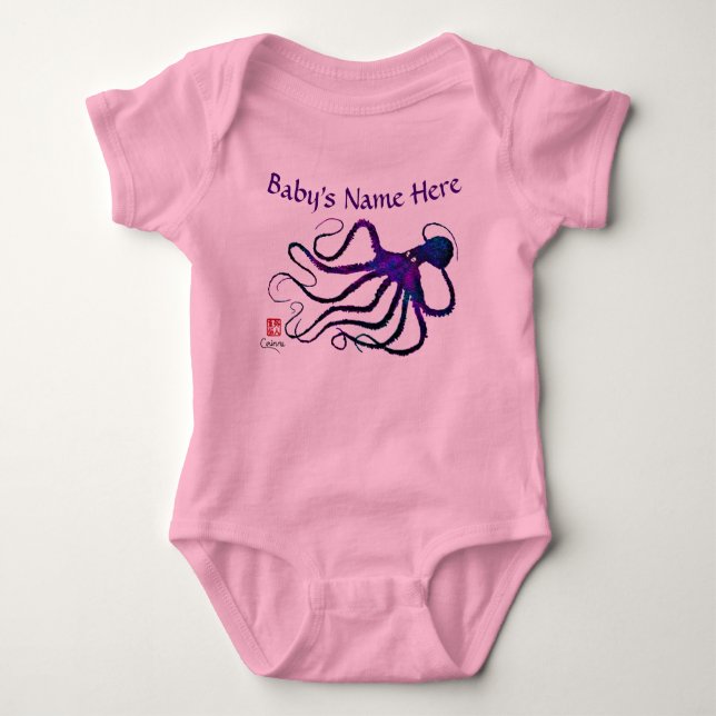 Camiseta Octopus de Amy em roxo - Bebê de macacão (Frente)