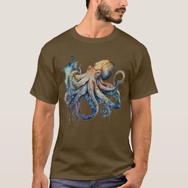 Camiseta Octopus de Aquarela (Frente)
