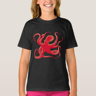 Camiseta Octopus de arte de vetor vermelho simples Silhouet