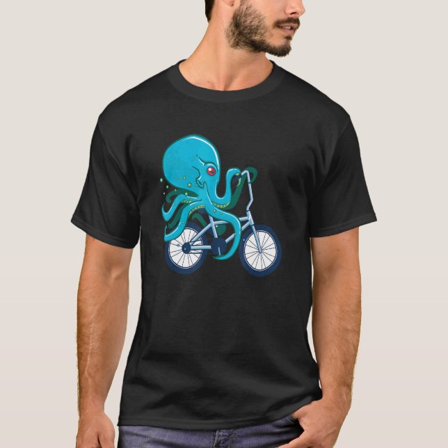 Camiseta Octopus De Bicicleta Em Bicicleta No Anim Do Mar B (Frente)