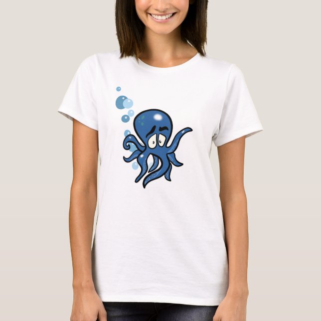 Camiseta Octopus de desenho azul (Frente)
