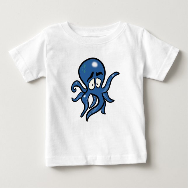 Camiseta Octopus de desenho azul (Frente)