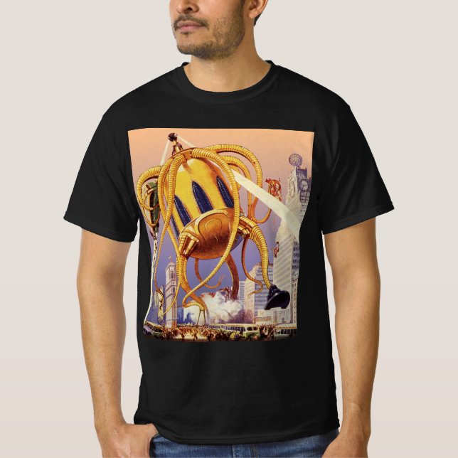 Camiseta Octopus de invasão da Alienígena de ficção científ (Frente)