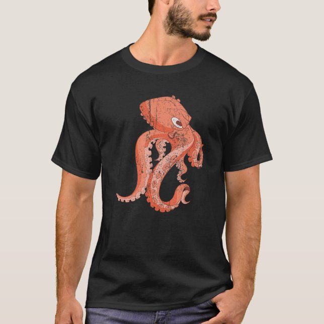 Camiseta Octopus do Monstro do Mar Animal Oceano (Frente)