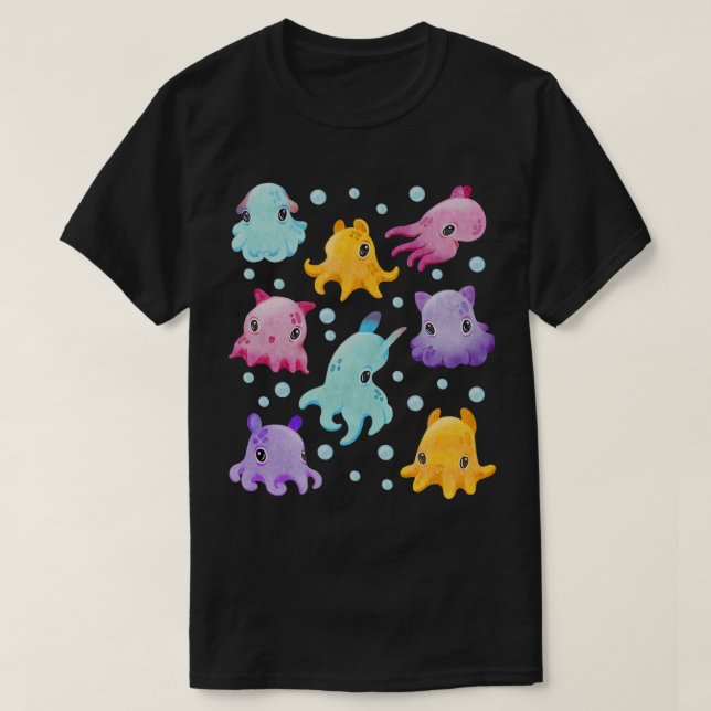Camiseta Octopus Dumbo, Polvo Gift De Octopus Cute, Aquarel (Frente do Design)