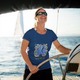 Camiseta Octopus Elegante Azul Pessoal do barco