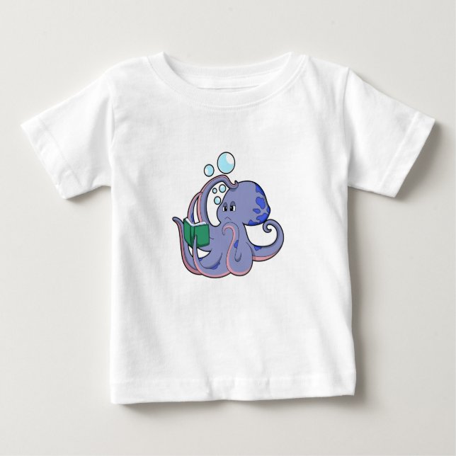 Camiseta Octopus em Leitura com Livro (Frente)