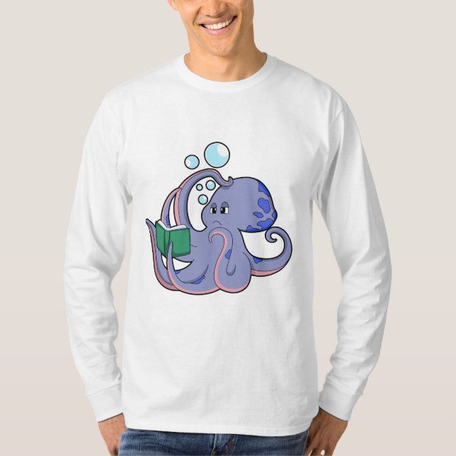 Camiseta Octopus em Leitura com Livro (Frente)