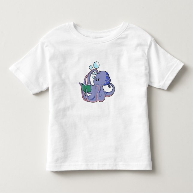 Camiseta Octopus em Leitura com Livro (Frente)