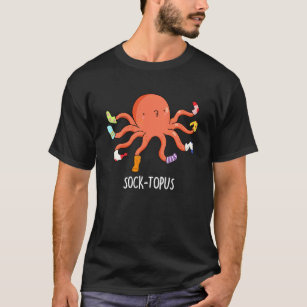 Camiseta Octopus Engraçado Com Meias Escuro BG