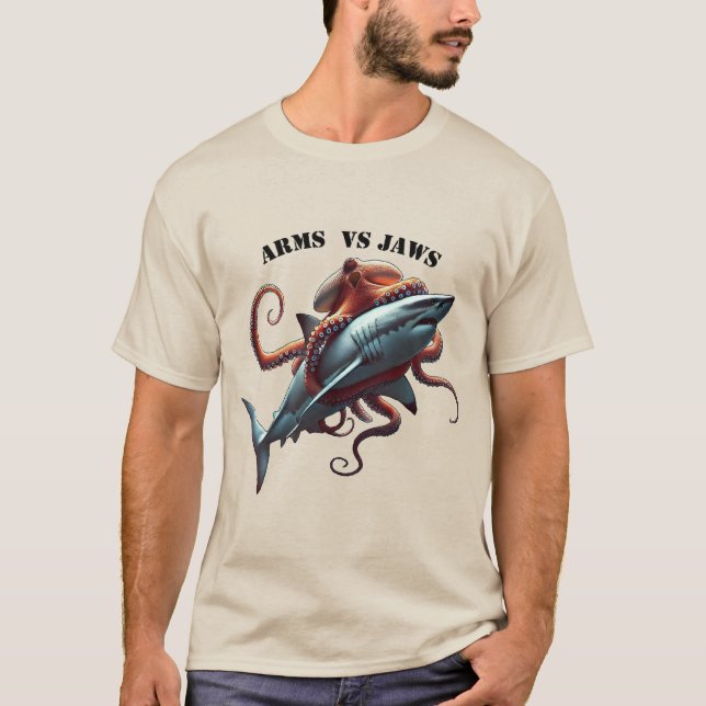 Camiseta Octopus enrolado em torno de um URM de Tubarão Bra (Frente)