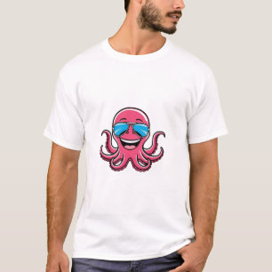 Camiseta Octopus Feliz Vestindo Teto Gráfico de Aviadores A