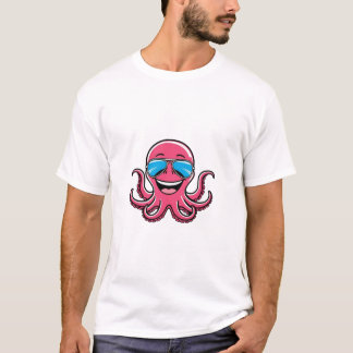 Camiseta Octopus Feliz Vestindo Teto Gráfico de Aviadores A
