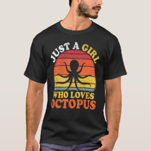 Camiseta Octopus Fish Vintage Apenas Uma Menina Que Ama Oct