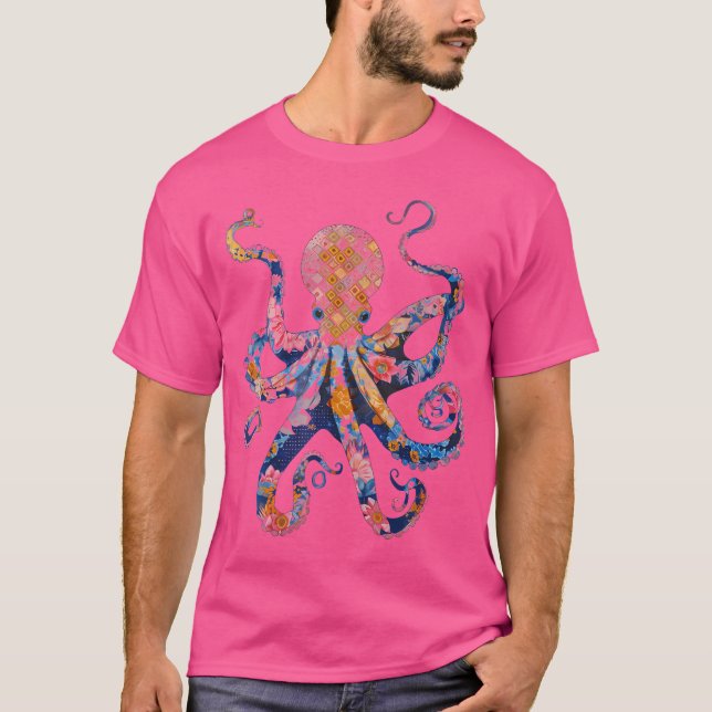 Camiseta Octopus Floral Fllowers Squid Kraken Scuba Diving (Frente)