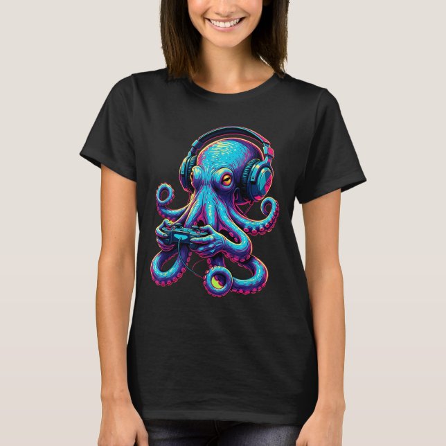 Camiseta Octopus Gaming Animal Video Games Funny Octopus  (Frente)