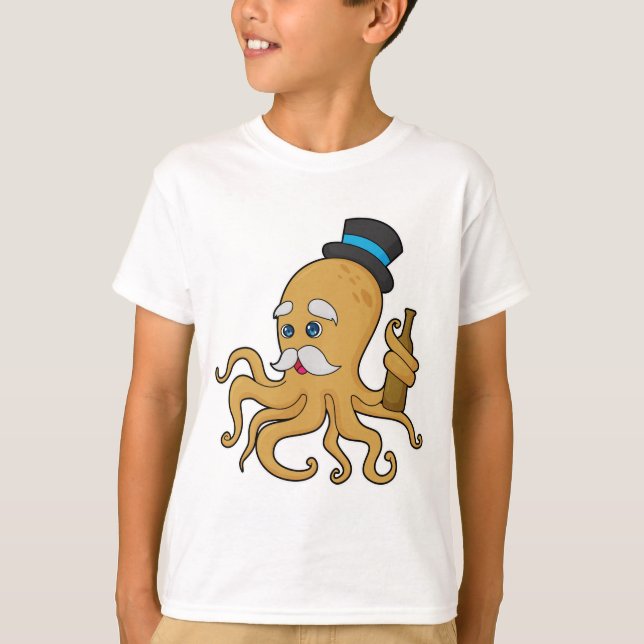 Camiseta Octopus Gentleman Hat (Frente)