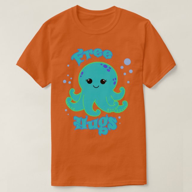 Camiseta Octopus Grátis de Hugs (Frente do Design)