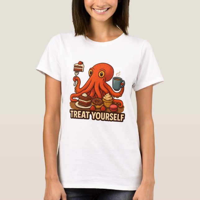 Camiseta Octopus indulgente em delícias doces (Frente)