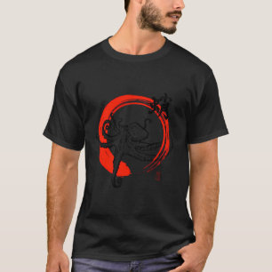 Camiseta Octopus Japonês Sumie Calliografia Kanji Red Enso
