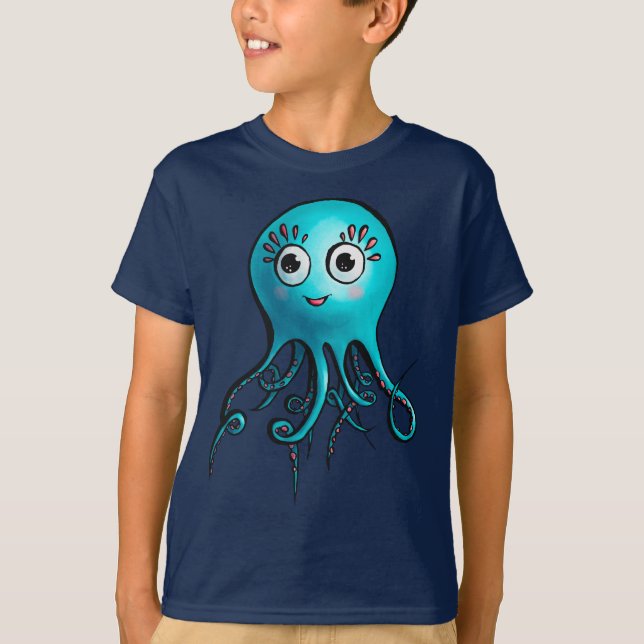 Camiseta Octopus Kawaii - Bacana - Mar (Frente)