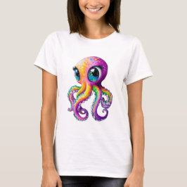 Camiseta Octopus Kawaii com olhos brilhantes.