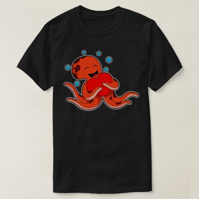 Camiseta Octopus Love Heart (Frente do Design)