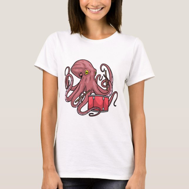 Camiseta Octopus Musical Drum Music (Frente)