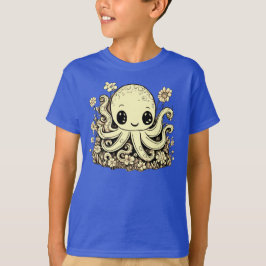 Camiseta Octopus na Flores, design de Animais Cutes