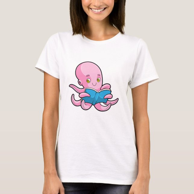 Camiseta Octopus na leitura de um livro (Frente)
