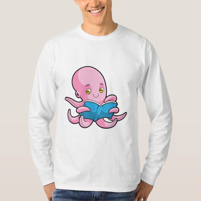 Camiseta Octopus na leitura de um livro (Frente)