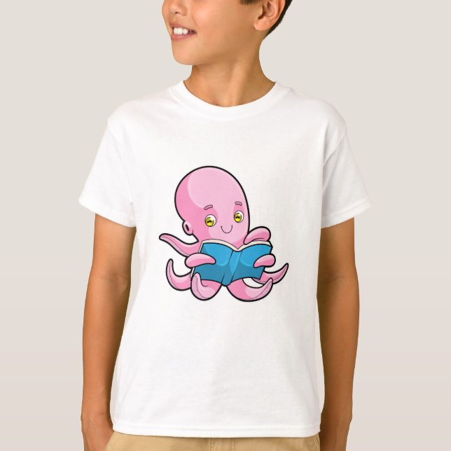 Camiseta Octopus na leitura de um livro (Frente)