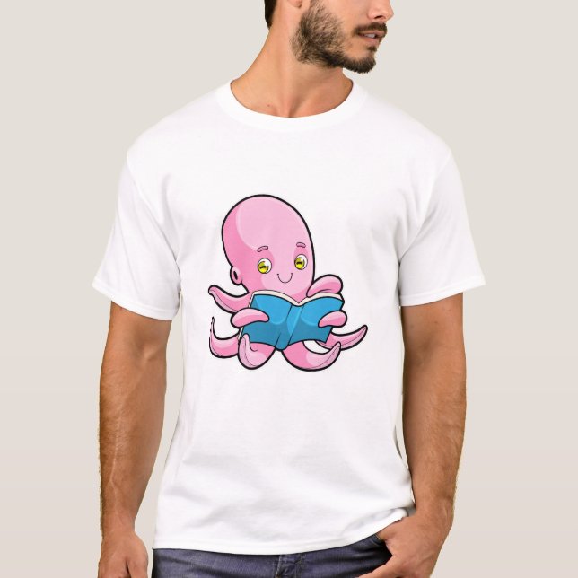 Camiseta Octopus na leitura de um livro (Frente)