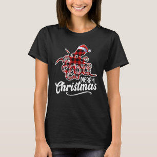 Camiseta Octopus Natal Buffalo Vermelho Xadrez Santa Ote Oc