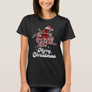 Camiseta Octopus Natal Buffalo Vermelho Xadrez Santa Ote Oc