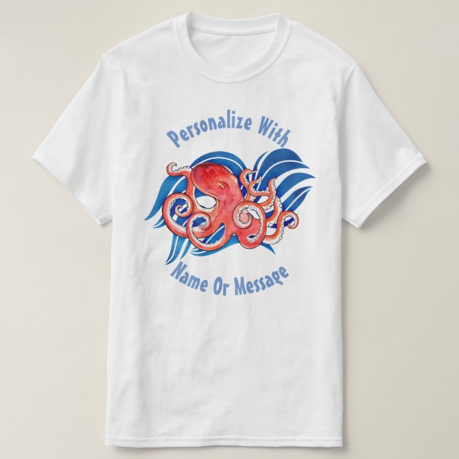 Camiseta Octopus oceânico PERSONALIZADO (Frente do Design)