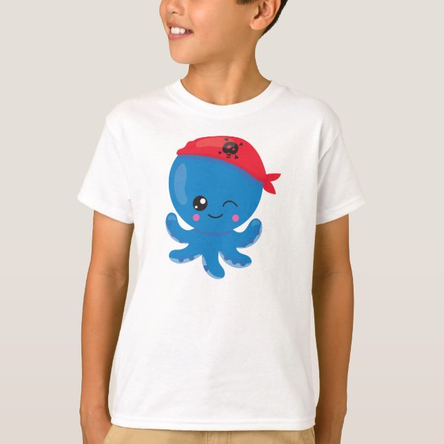 Camiseta Octopus Pirata, Octopus Bonito, Pequeno Octopus (Frente)