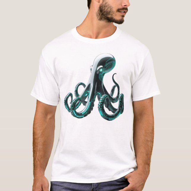 Camiseta Octopus Robótico - Design da Criatura Tecnológica  (Frente)