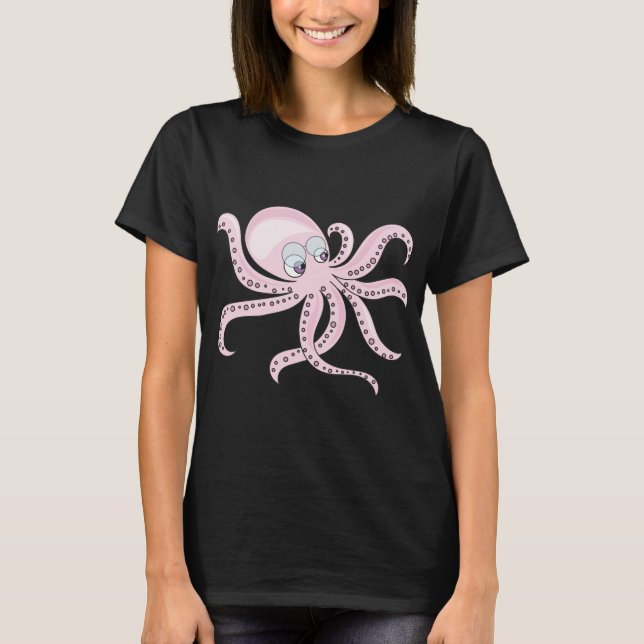Camiseta Octopus Rosa Engraçado (Frente)