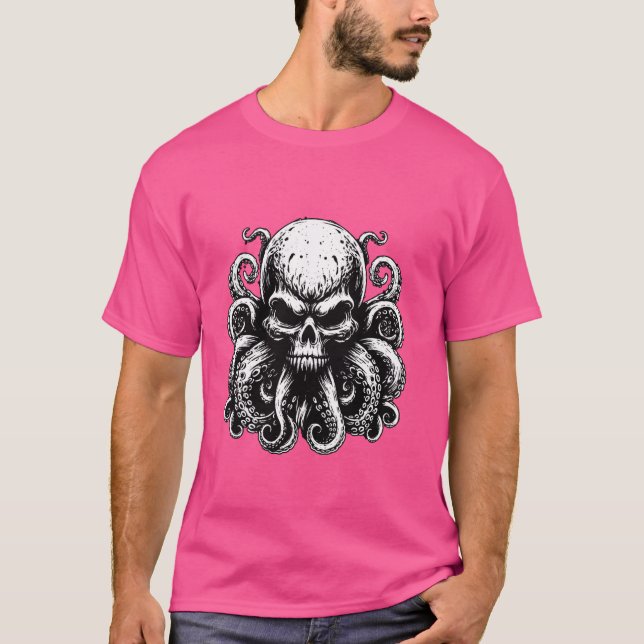 Camiseta Octopus Skull Monster Kraken Cthulhu Skull para Ho (Frente)