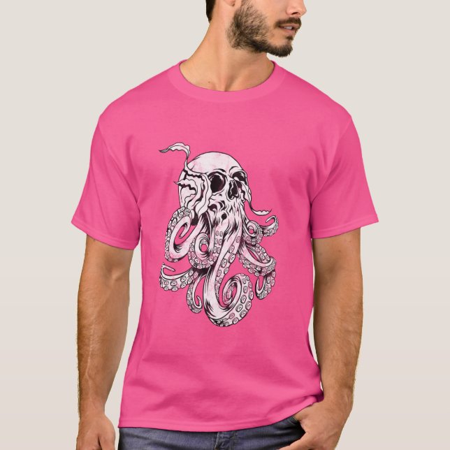 Camiseta Octopus Skull Monster Kraken Cthulhu Skull para Ho (Frente)