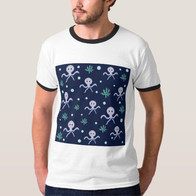 Camiseta Octopus sob o padrão das crianças do mar (Frente)